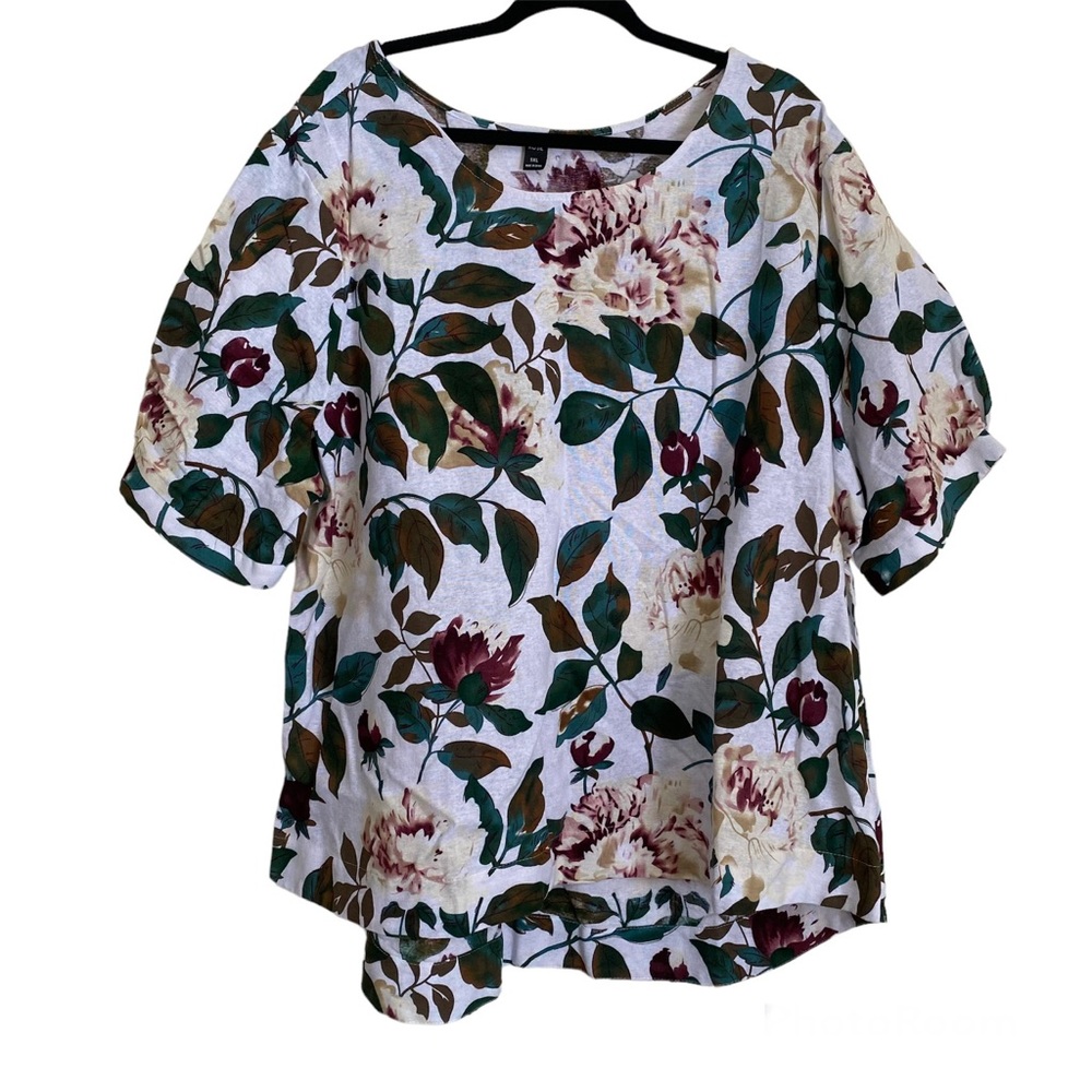 SHEIN Emery Rose Floral Short Sleeve Dip Hem Top Plus Size